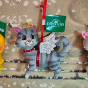 NWT Kurt Adler Gray Tabby Cat w/ Wings & Halo Christmas Tree Ornament